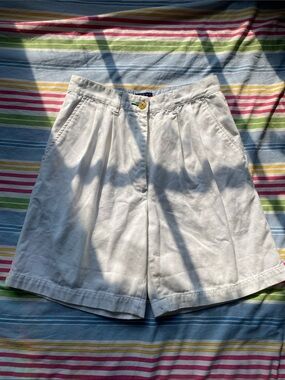 Tommy Hilfiger White High Waist Pleated Women's Shorts